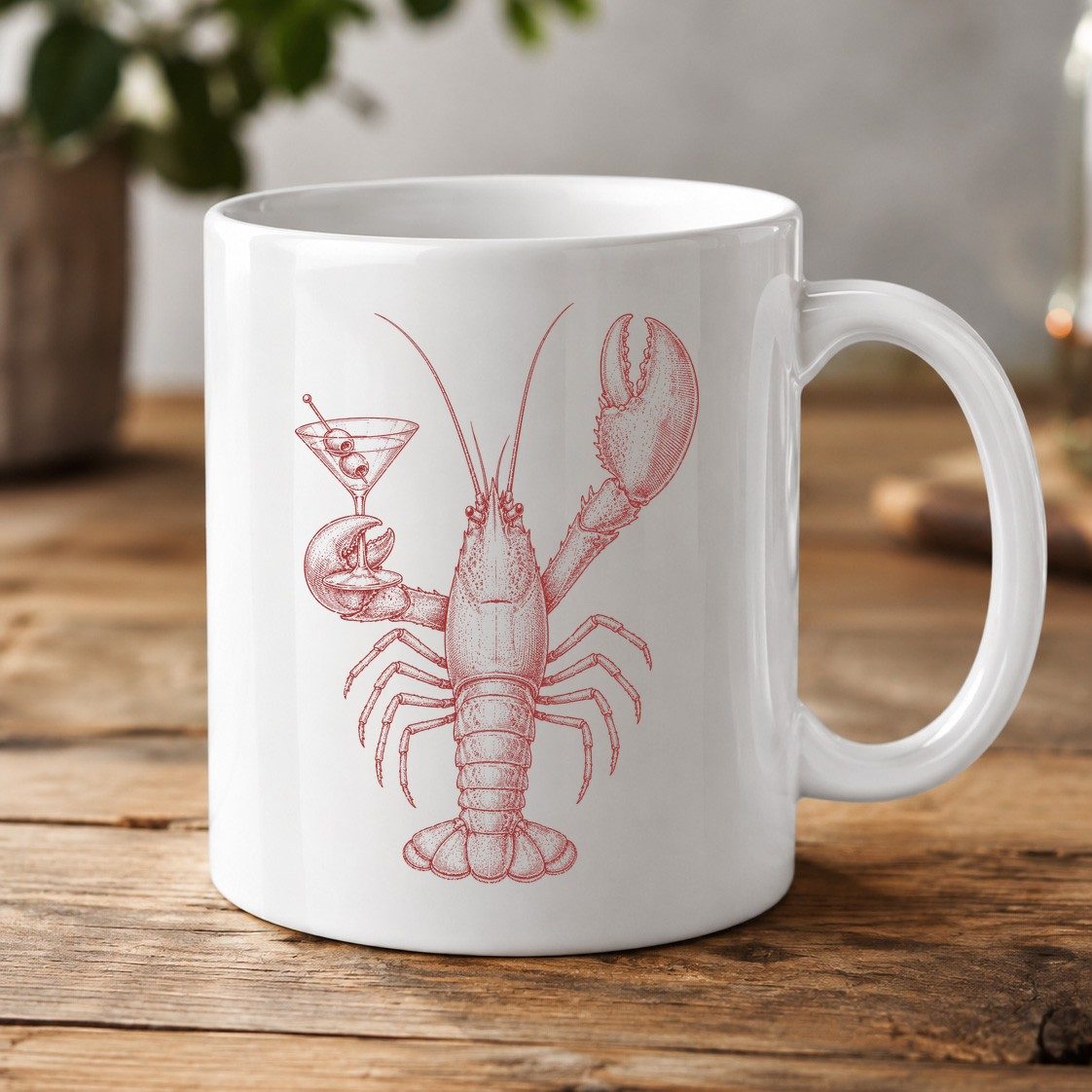 Vintage Lobster Martini lobster White Mug White product mockup