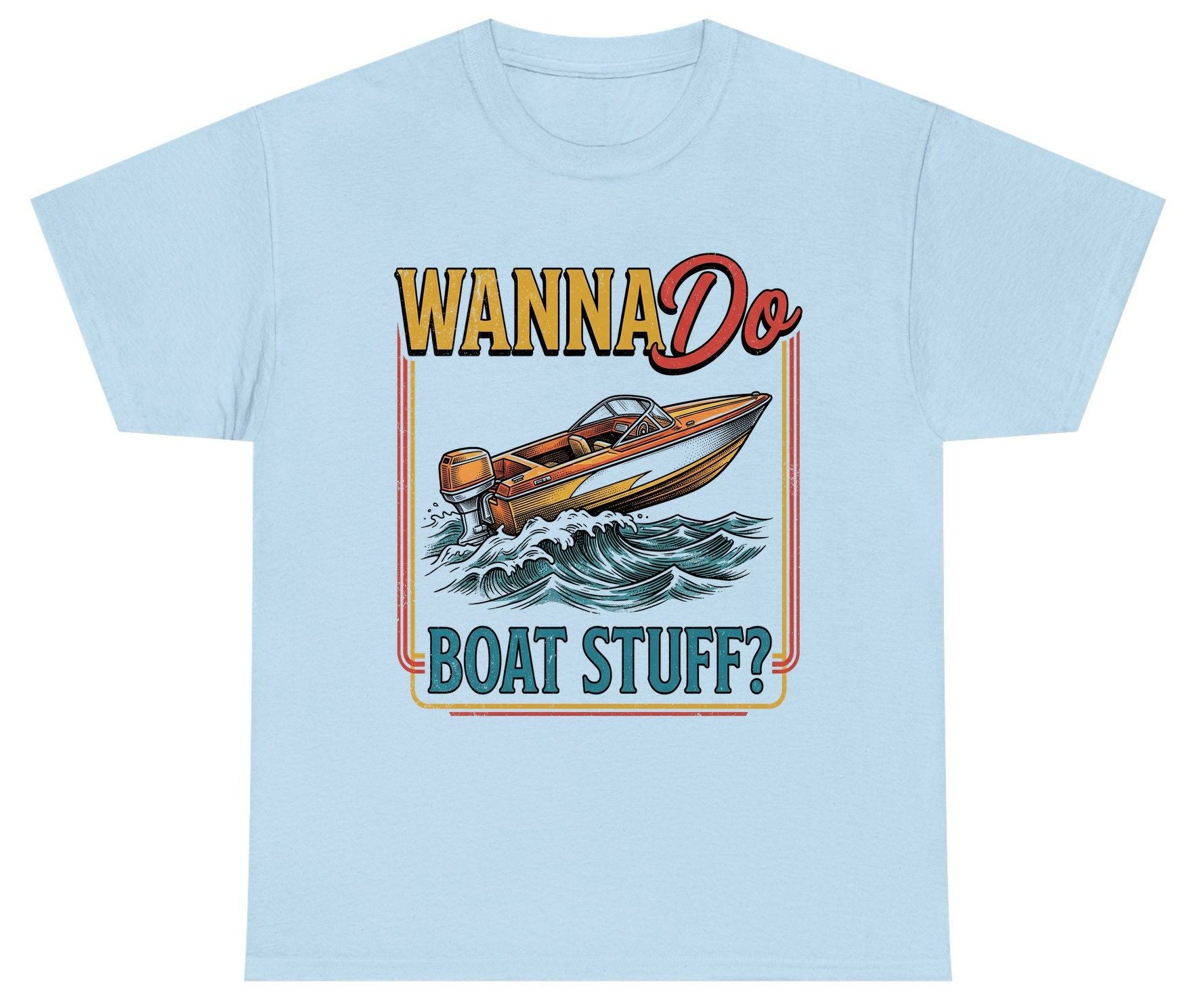 Wanna Do Boat Stuff Retro Boating Youth T-Shirt - product mockup - Light Blue
