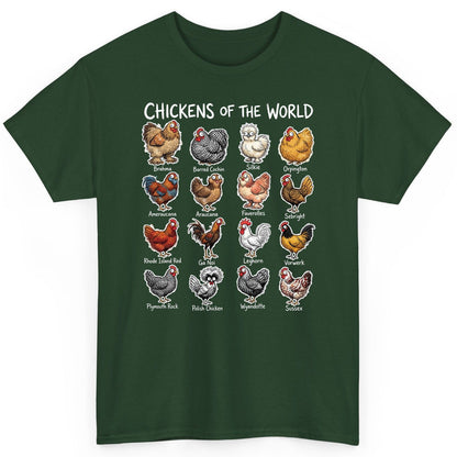 Chickens of the World chicken breeds T-Shirt Forest Green product mockup