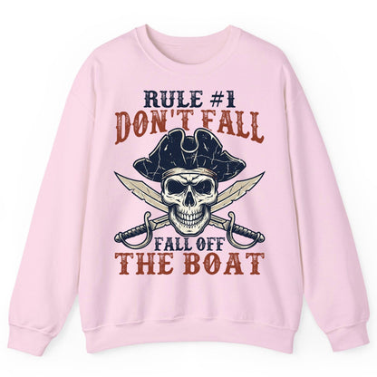 Rule 1 Don't Fall Off the Boat pirate Sweatshirt Light Pink product mockup