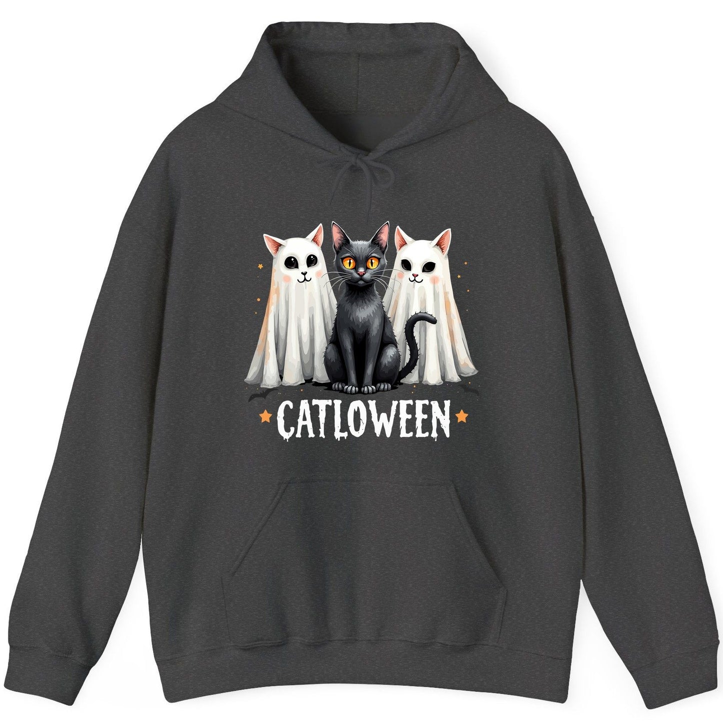 Catloween Halloween cats Hoodie Dark Heather product mockup