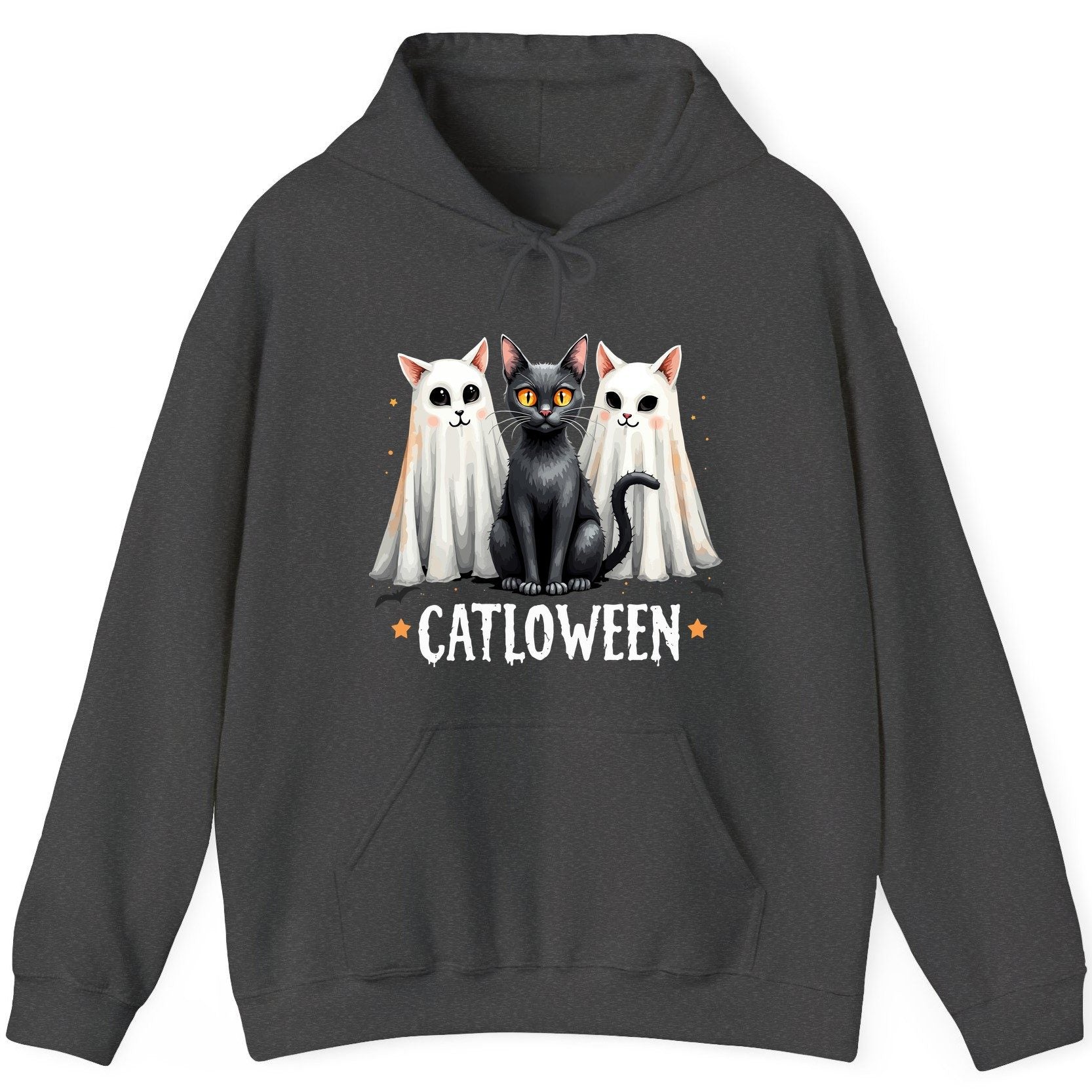Catloween Halloween cats Hoodie Dark Heather product mockup