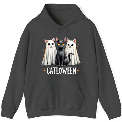 Catloween Halloween cats Hoodie Dark Heather product mockup