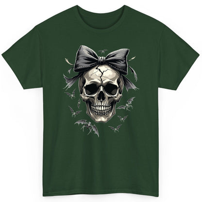 Gothic Skull with Bow gothic skull T-Shirt Forest Green product mockup
