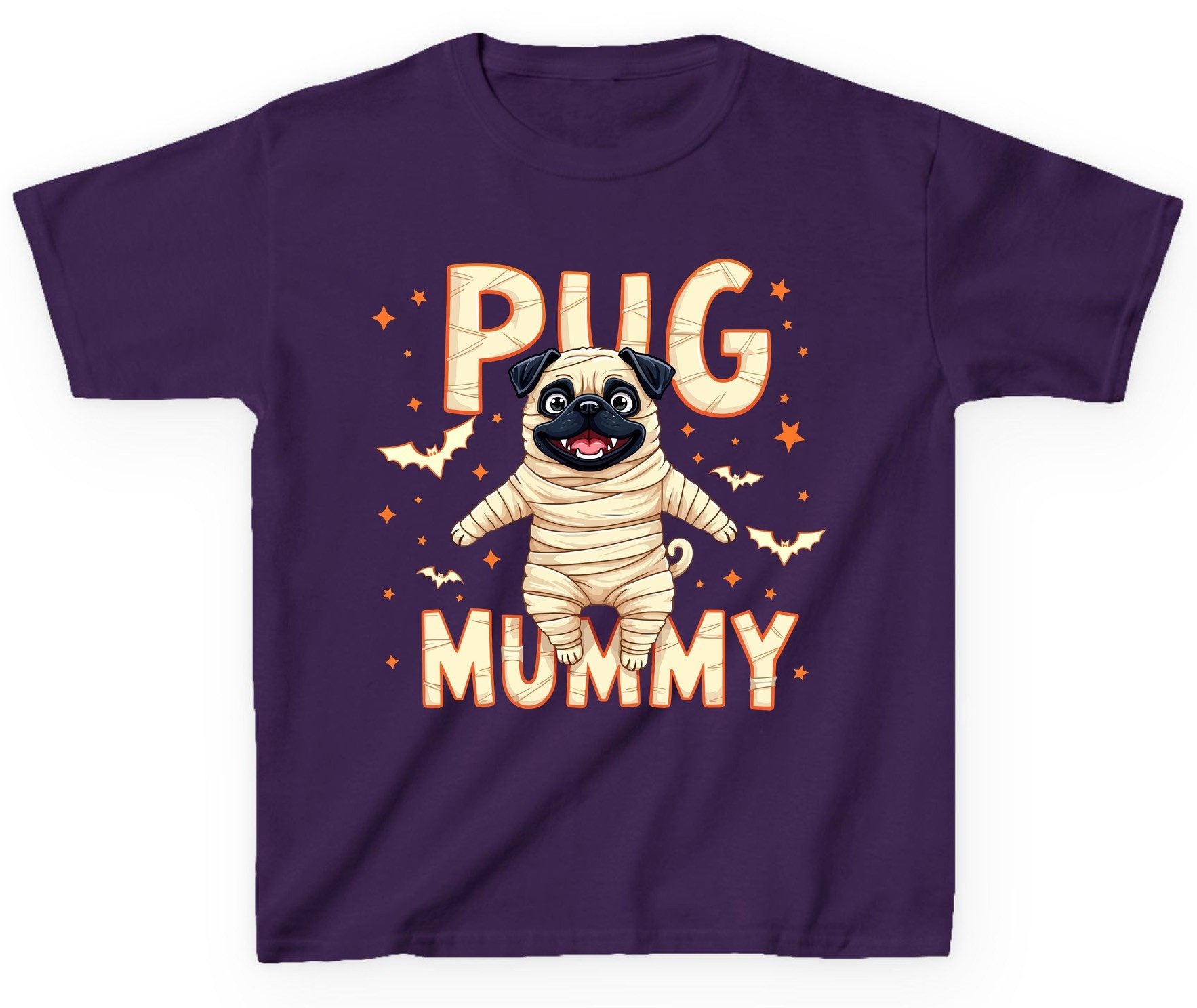 Pug Mummy pug Youth T-Shirt Purple product mockup