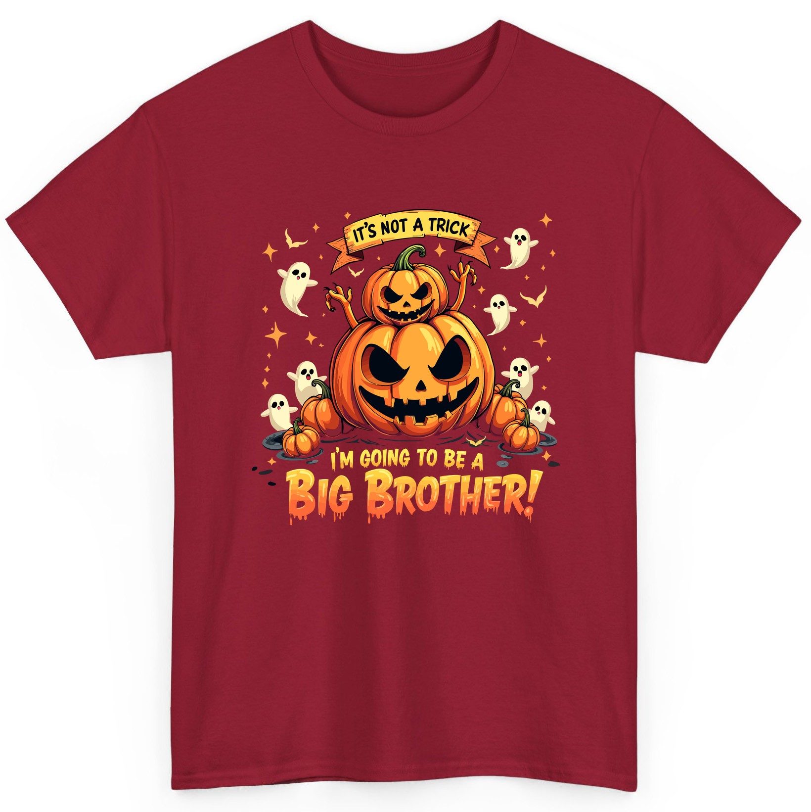 It's Not a Trick I'm Going to Be a Big Brother! Halloween big brother announcement T-Shirt Cardinal Red product mockup