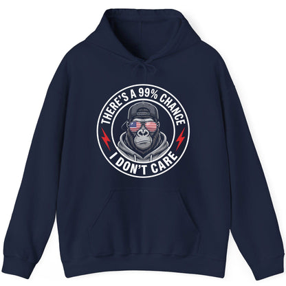 There's a 99% Chance I Don't Care sarcastic gorilla Hoodie Navy product mockup