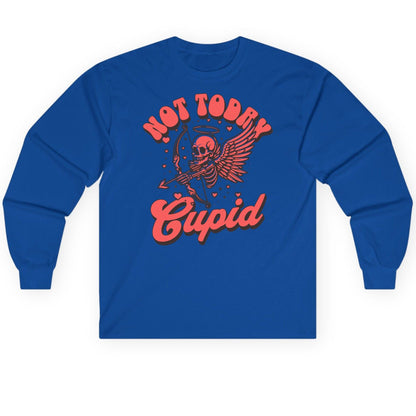 Not Today Cupid skeletal cupid Long Sleeve Tee Royal product mockup