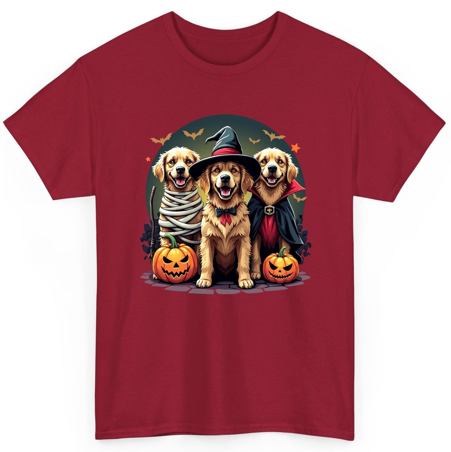 Golden Retriever Halloween Trio golden retriever T-Shirt Cardinal Red product mockup