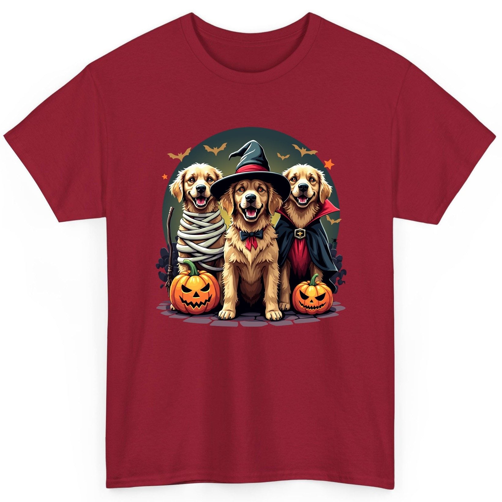 Golden Retriever Halloween Trio golden retriever T-Shirt Cardinal Red product mockup
