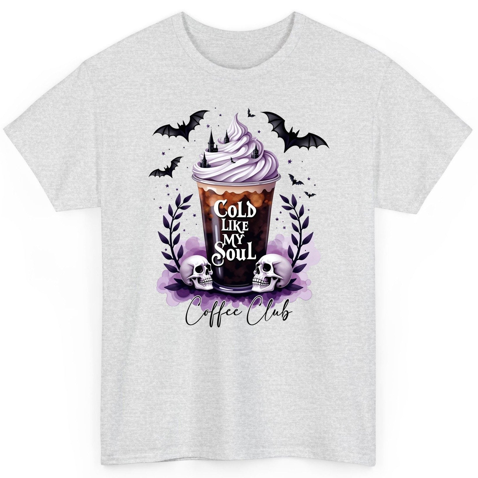Cold Like My Soul gothic iced coffee T-Shirt Ash product mockup