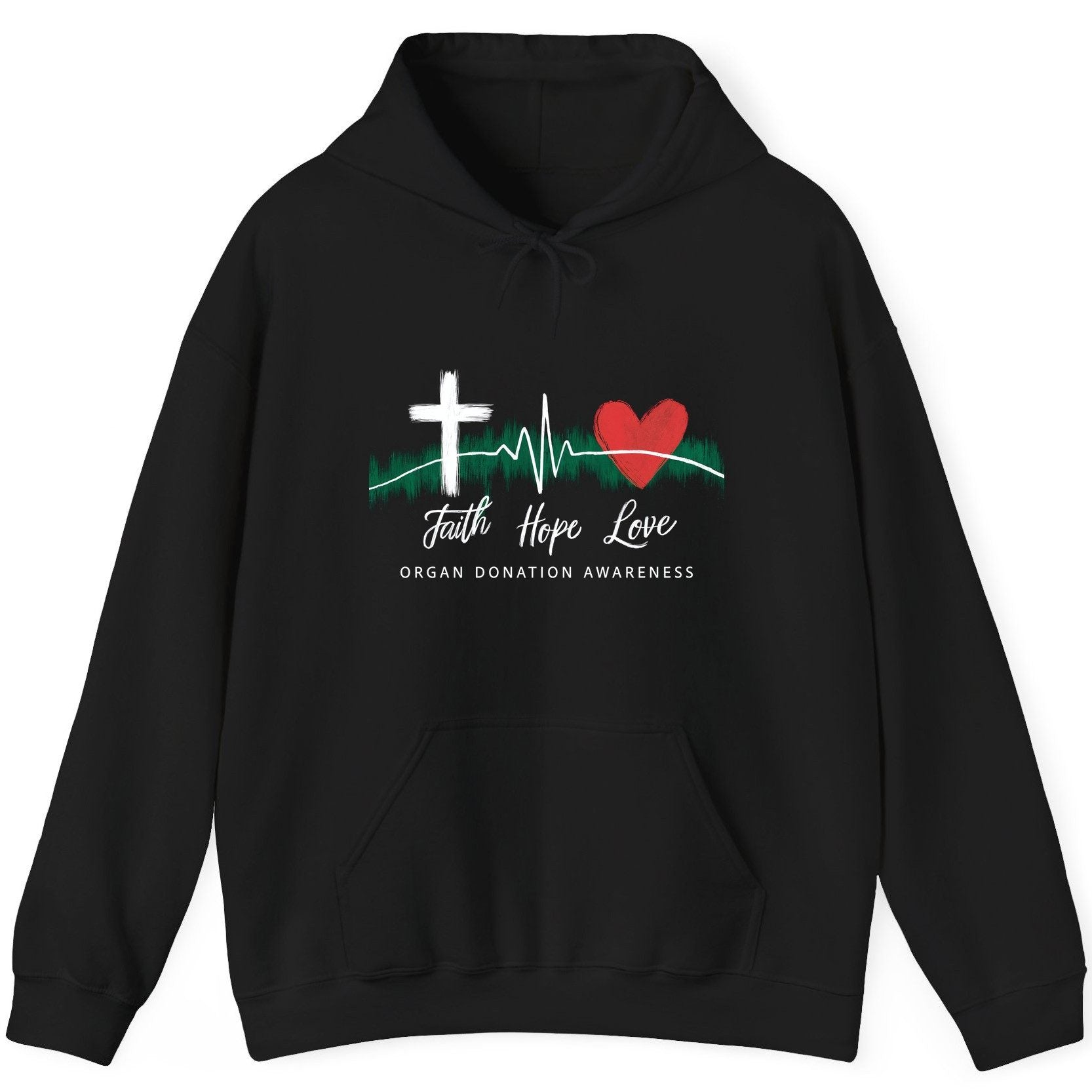 Faith Hope Love Organ Donation Awareness organ donation awareness Hoodie Black product mockup