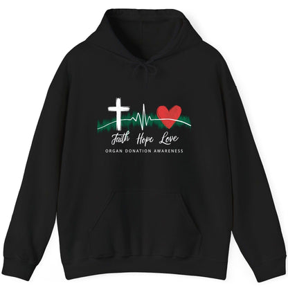 Faith Hope Love Organ Donation Awareness organ donation awareness Hoodie Black product mockup