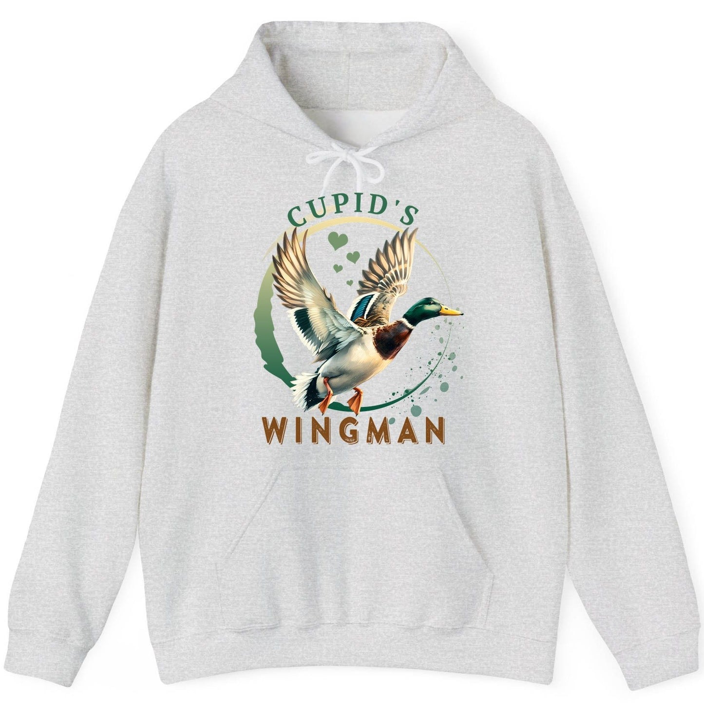 Cupid's Wingman mallard duck Hoodie Ash product mockup