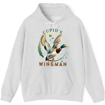 Cupid's Wingman mallard duck Hoodie Ash product mockup