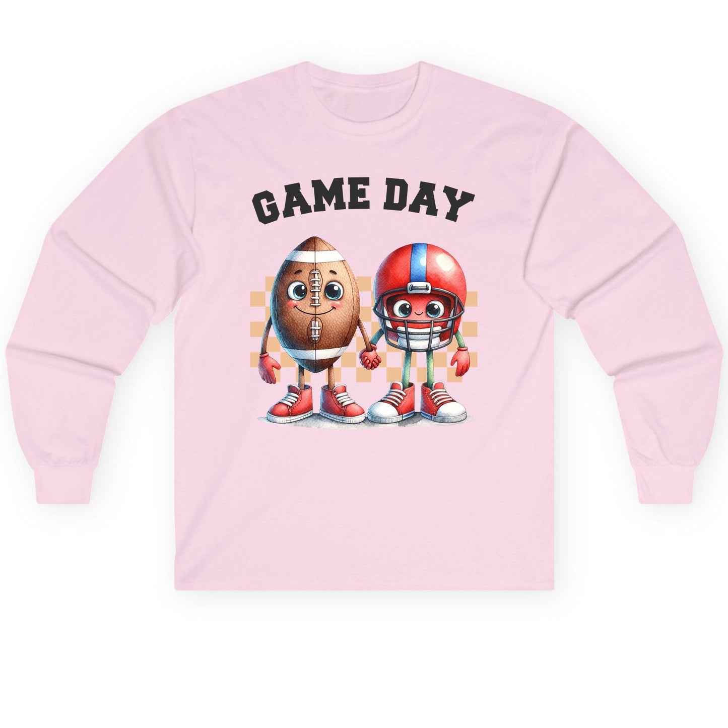 Game Day american football Long Sleeve Tee Light Pink product mockup