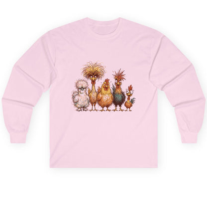 Funny Scribble Art Chickens chickens Long Sleeve Tee Light Pink product mockup