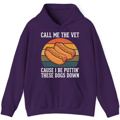 Call Me the Vet Cause I Be Puttin' These Dogs Down hot dogs Hoodie Purple product mockup