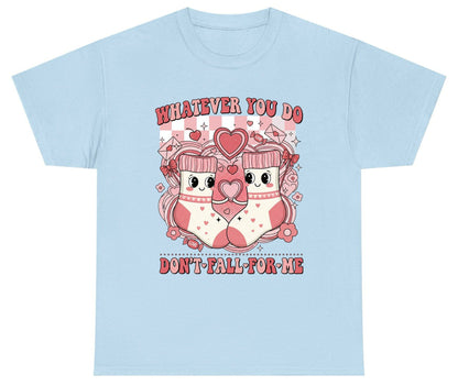 Whatever You Do Don't Fall for Me anti-Valentine's Day Youth T-Shirt Light Blue product mockup