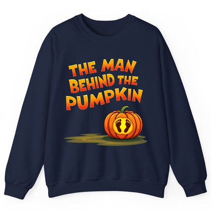 The Man Behind the Pumpkin pregnancy announcement Sweatshirt Navy product mockup