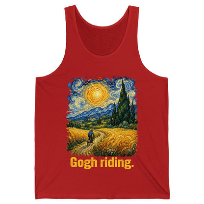 Gogh Riding art parody Tank Top Red product mockup