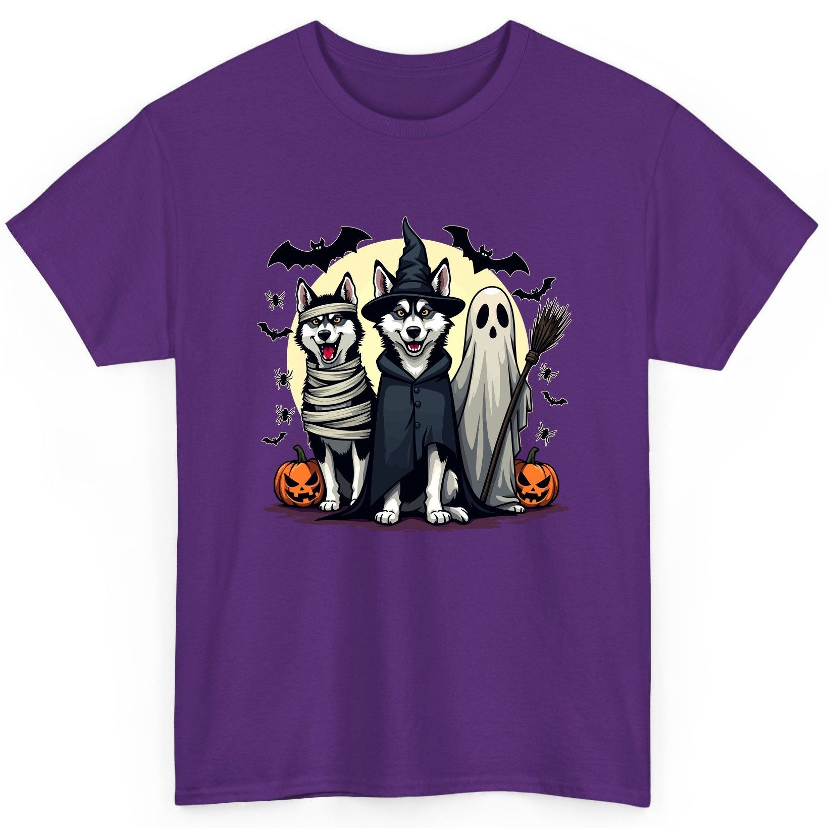 Halloween Huskies in Costumes Halloween huskies T-Shirt Purple product mockup