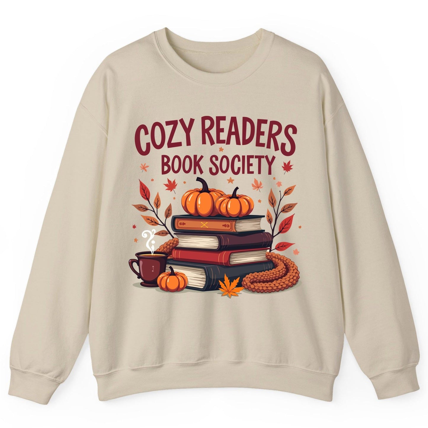 Cozy Readers Book Society reading Sweatshirt Sand product mockup