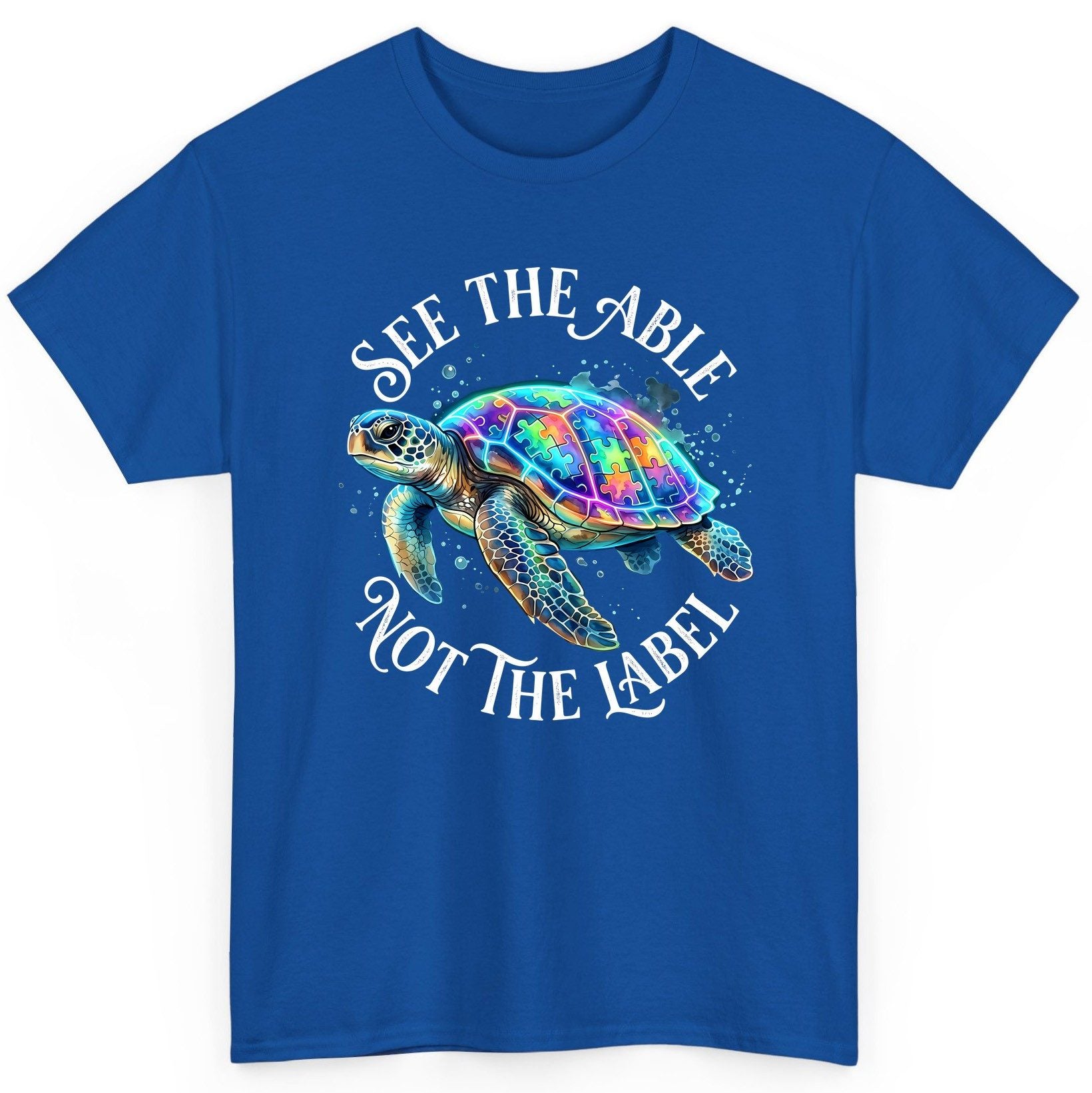 See the Able Not the Label Autism Awareness T-Shirt - product mockup - Royal
