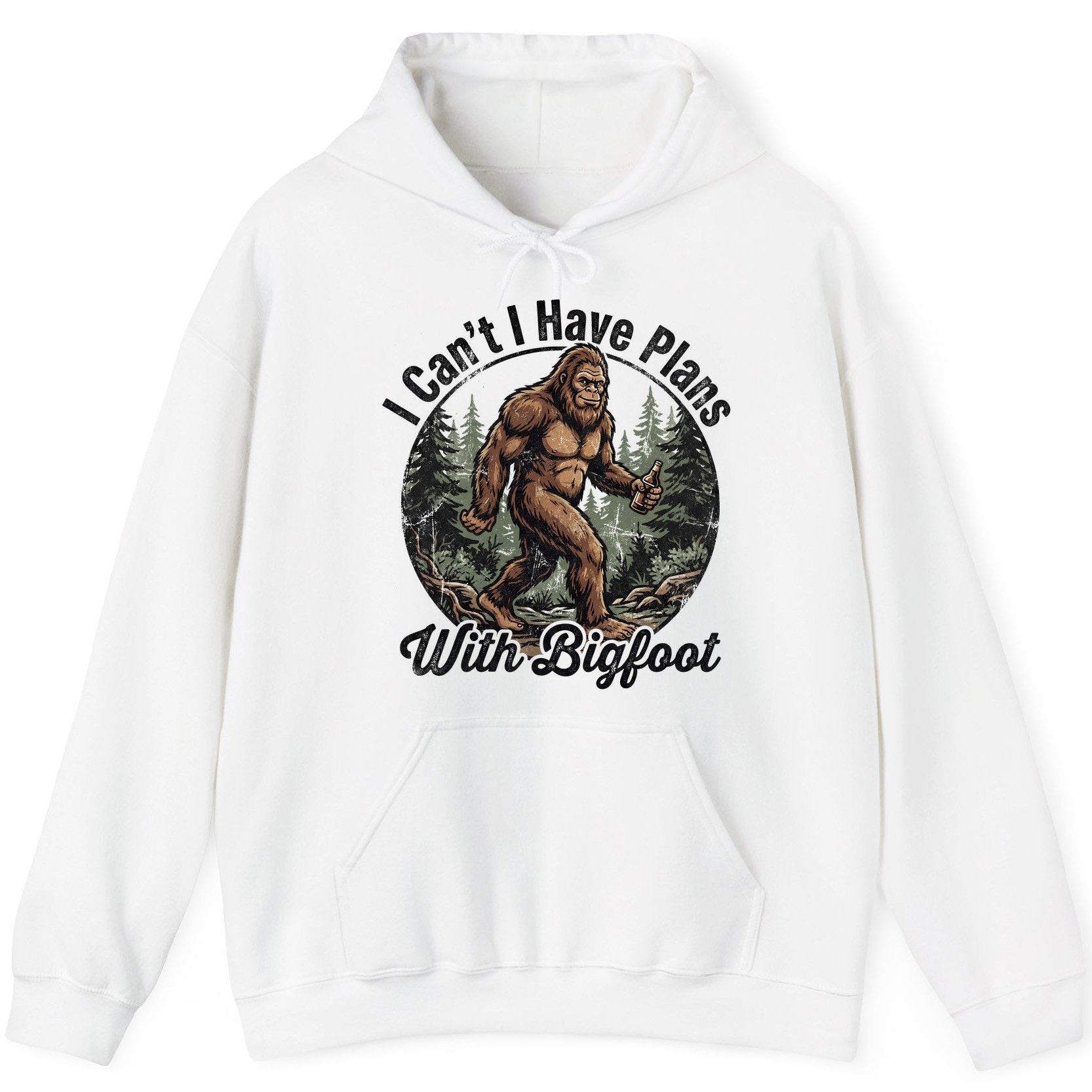 I Can't I Have Plans with Bigfoot bigfoot Hoodie White product mockup