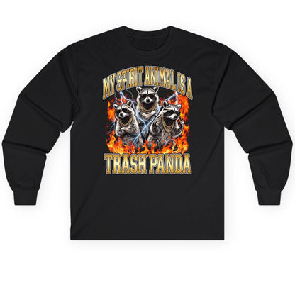 My Spirit Animal Is a Trash Panda raccoon Long Sleeve Tee Black product mockup