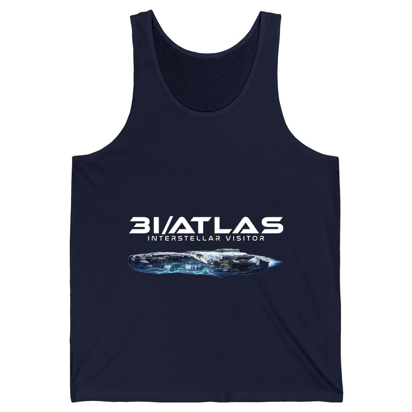 31 Atlas Interstellar Visitor sci-fi spaceship Tank Top Navy product mockup