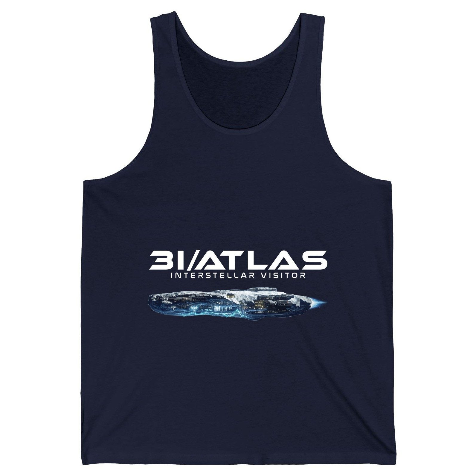 31 Atlas Interstellar Visitor sci-fi spaceship Tank Top Navy product mockup