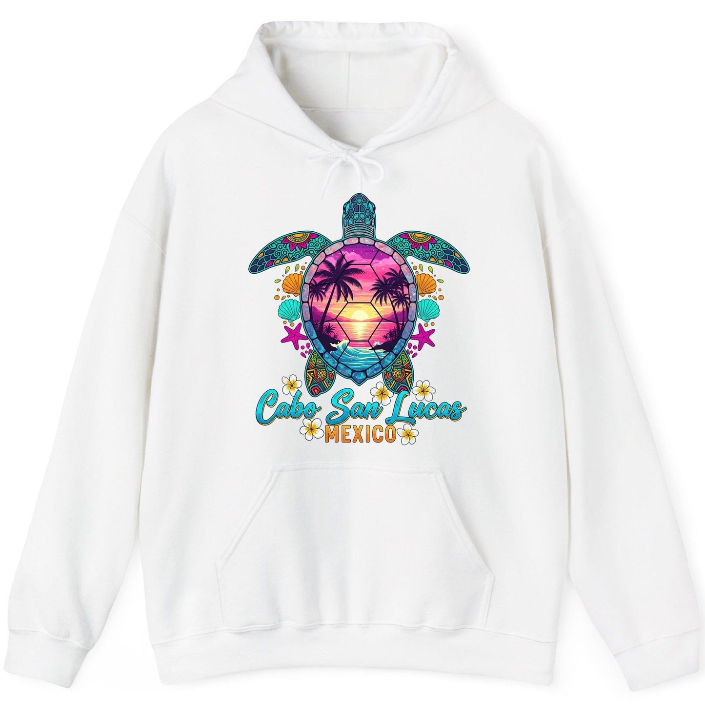 Cabo San Lucas Mexico sea turtle Hoodie White product mockup