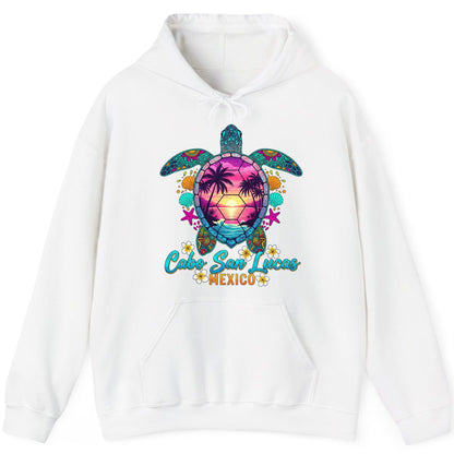 Cabo San Lucas Mexico sea turtle Hoodie White product mockup