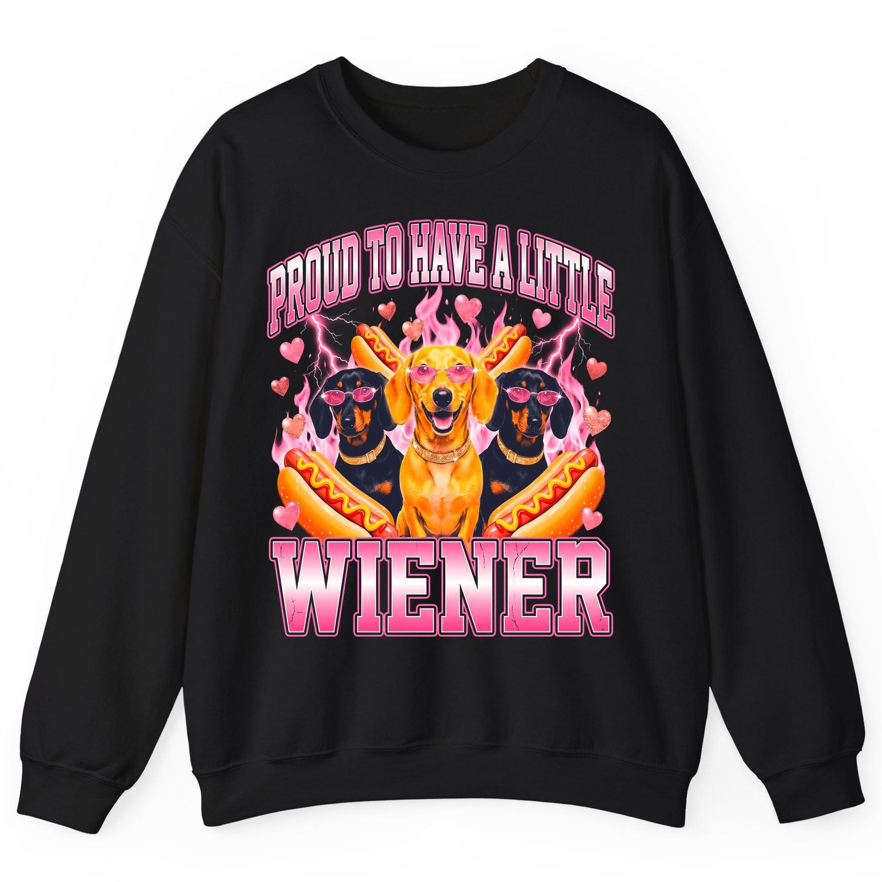Proud to Have a Little Wiener dachshund Sweatshirt Black product mockup