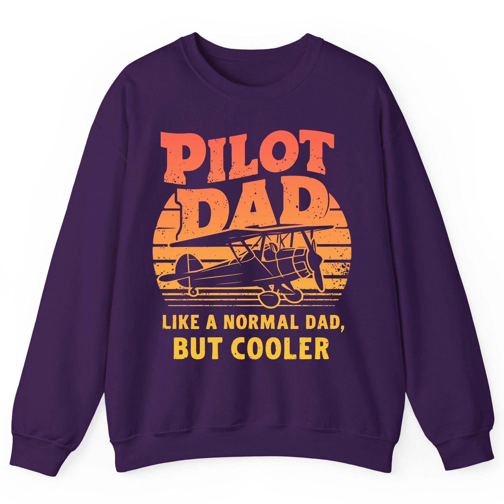 Pilot Dad Like a Normal Dad, but Cooler pilots Sweatshirt Purple product mockup