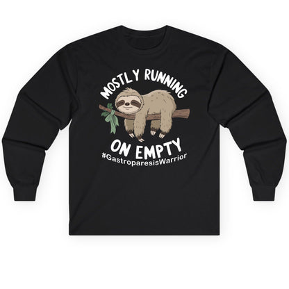 Mostly Running on Empty Gastroparesiswarrior gastroparesis awareness Long Sleeve Tee Black product mockup