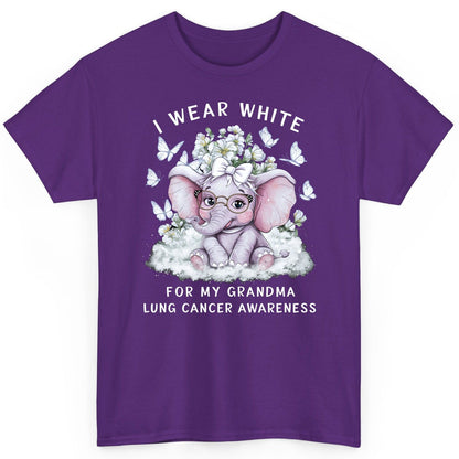 I Wear White for My Grandma Lung Cancer Awareness lung cancer awareness T-Shirt Purple product mockup