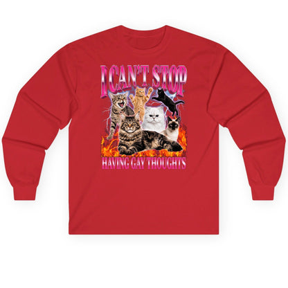 I Can't Stop Having Gay Thoughts cats Long Sleeve Tee Red product mockup