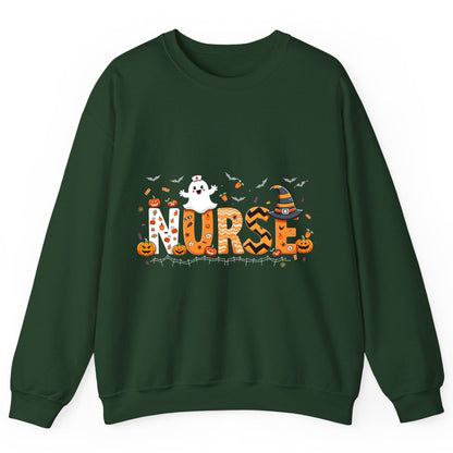 Nurse Halloween Sweatshirt Forest Green product mockup