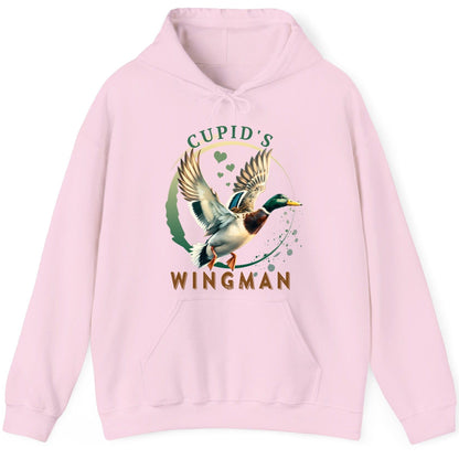 Cupid's Wingman mallard duck Hoodie Light Pink product mockup