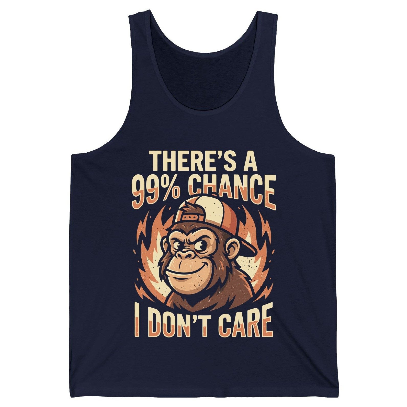 There's a 99% Chance I Don't Care monkey Tank Top Navy product mockup