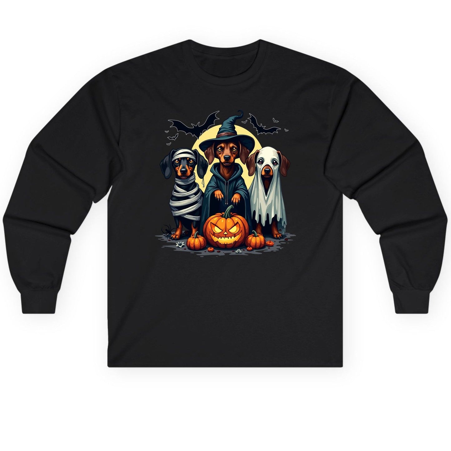 Dachshund Halloween Costumes dachshunds Long Sleeve Tee Black product mockup