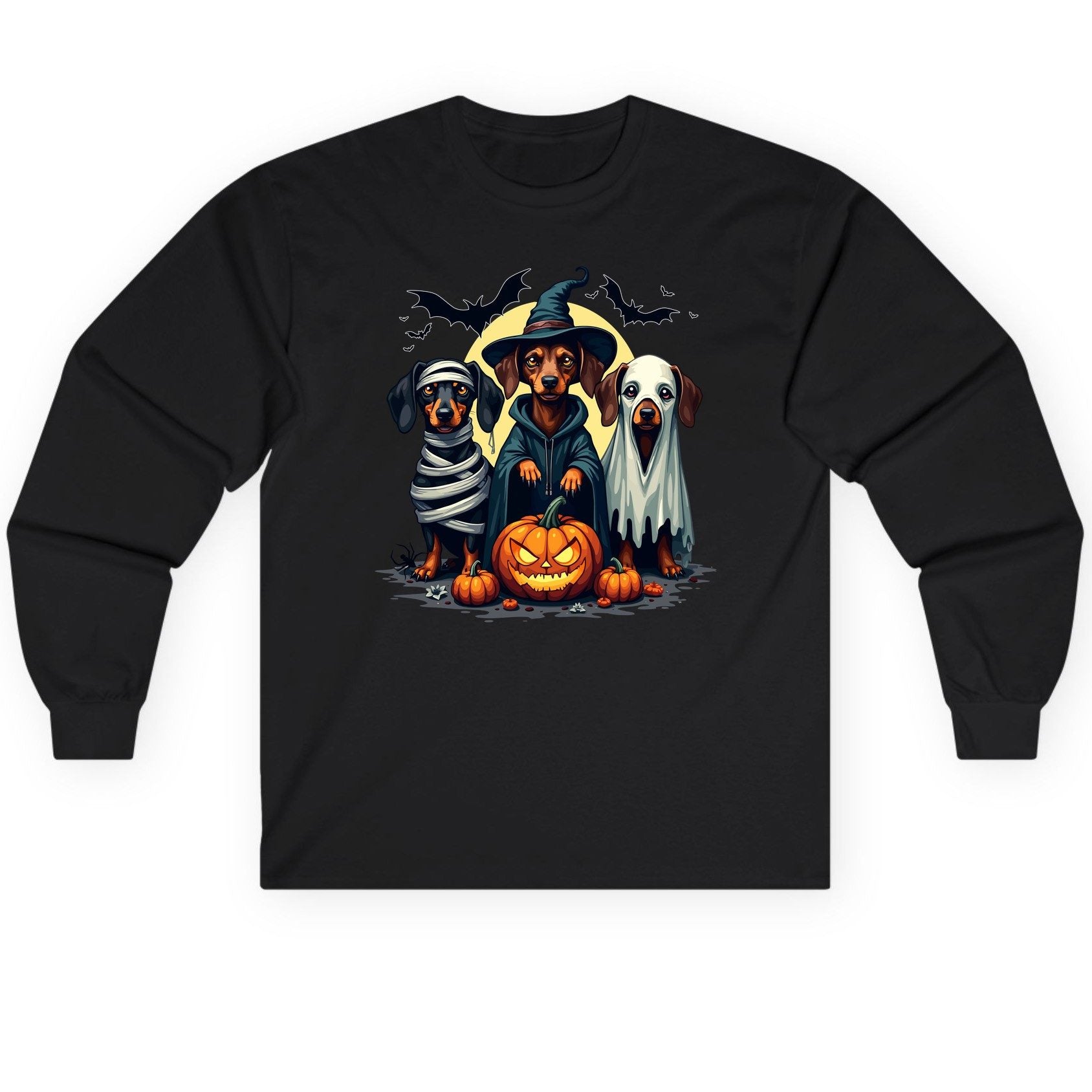 Dachshund Halloween Costumes dachshunds Long Sleeve Tee Black product mockup