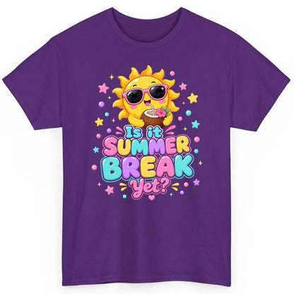 Is It SUMMER BREAK Yet Funny Vacation T-Shirt - product mockup - Purple