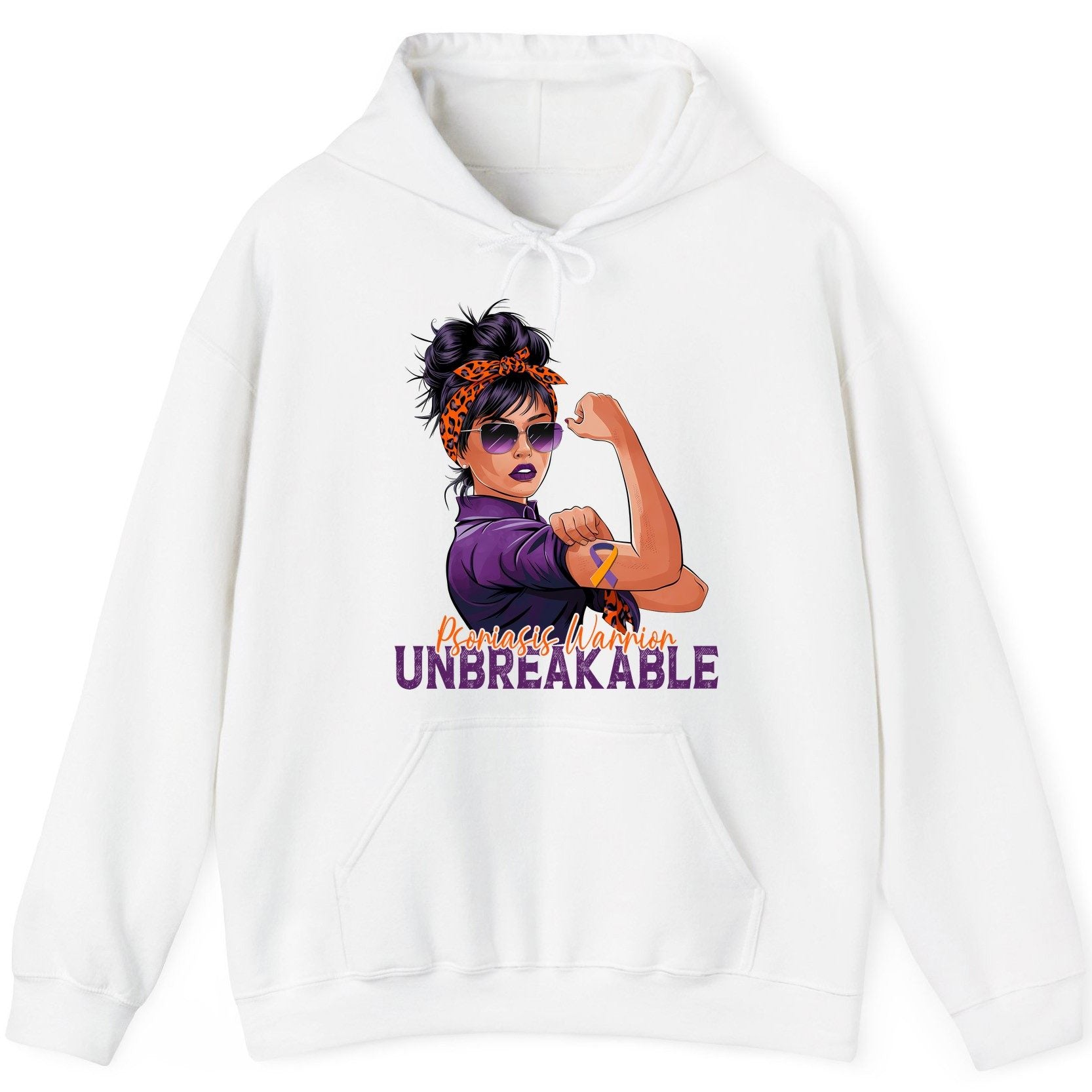 Psoriasis Warrior Unbreakable psoriasis awareness Hoodie White product mockup