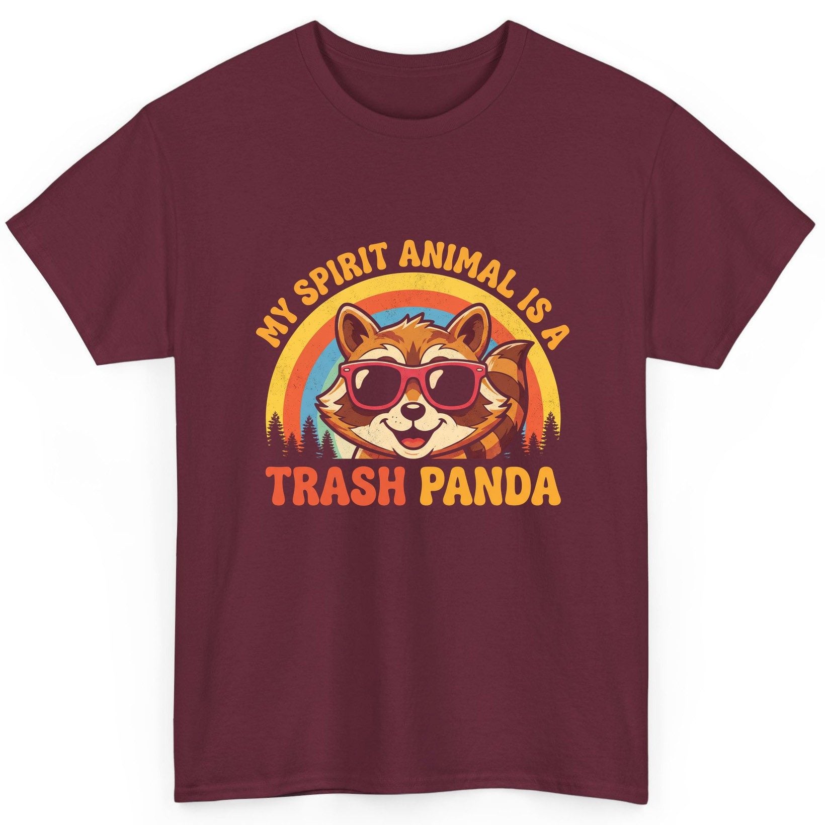 My Spirit Animal Is a Trash Panda raccoon T-Shirt Maroon product mockup