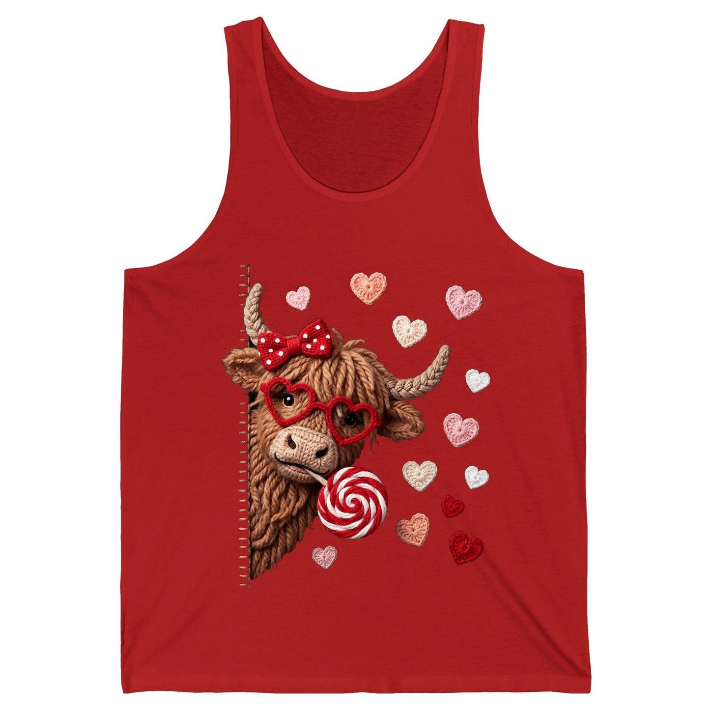 Crochet Valentine's Highland Cow highland cow Tank Top Red product mockup