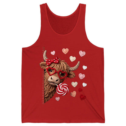 Crochet Valentine's Highland Cow highland cow Tank Top Red product mockup