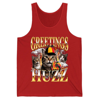 Greetings HUZZ Funny Cats Tank Top - product mockup - Red